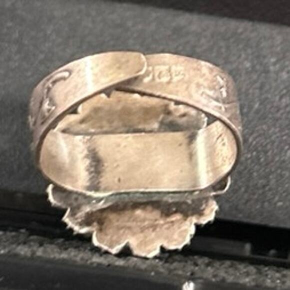 Poison Ring with Makers Mark Sterling Silver Adjustable Turquoise Stone - Picture 8 of 10